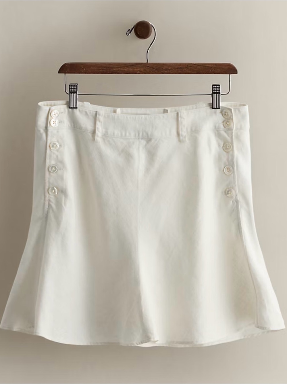 Vintage Rugby Ralph Lauren White Mini Skirt with Side Button and Lace-Up Back